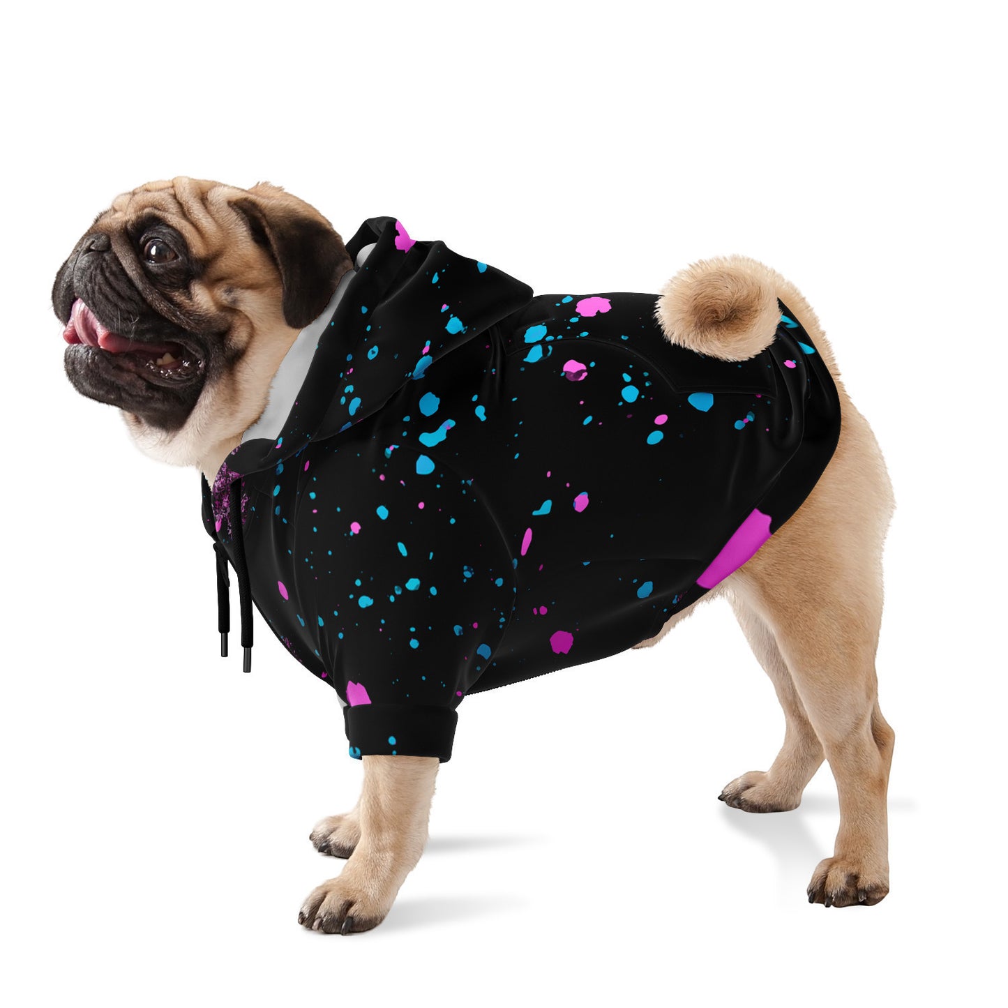 Dog Hoodie Zip-Up - Neon Splash Black