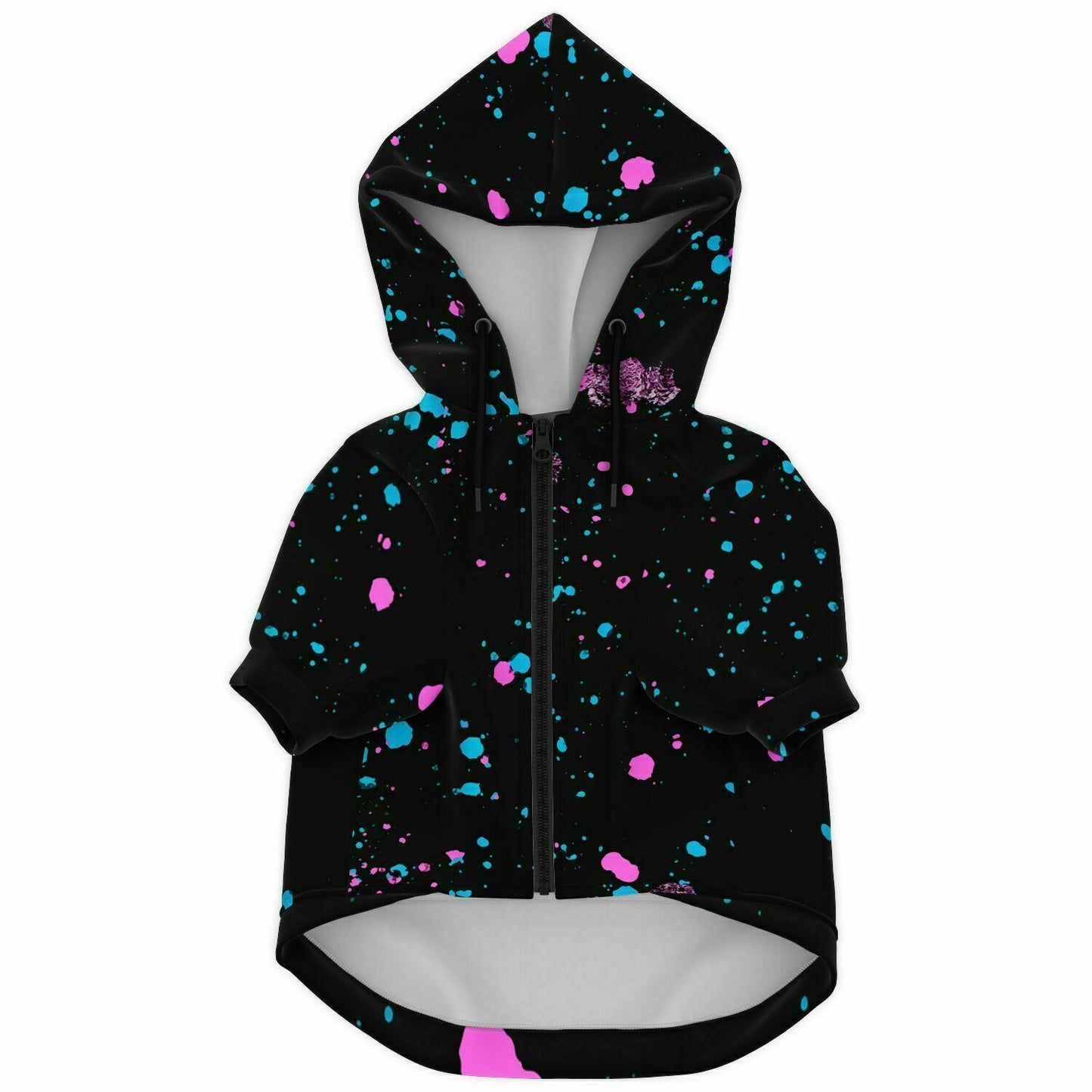 Dog Hoodie Zip-Up - Neon Splash Black