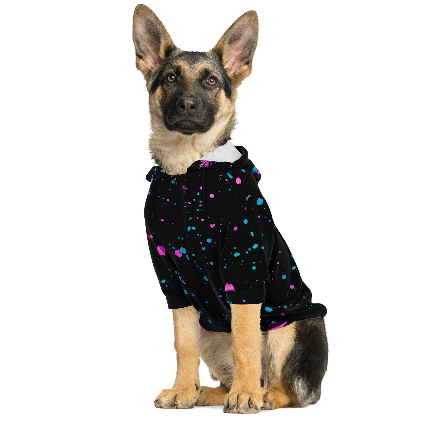 Dog Hoodie Zip-Up - Neon Splash Black