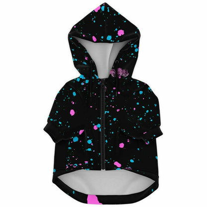 Dog Hoodie & Hoodie/Jogger Set - Neon Splash Paint Black