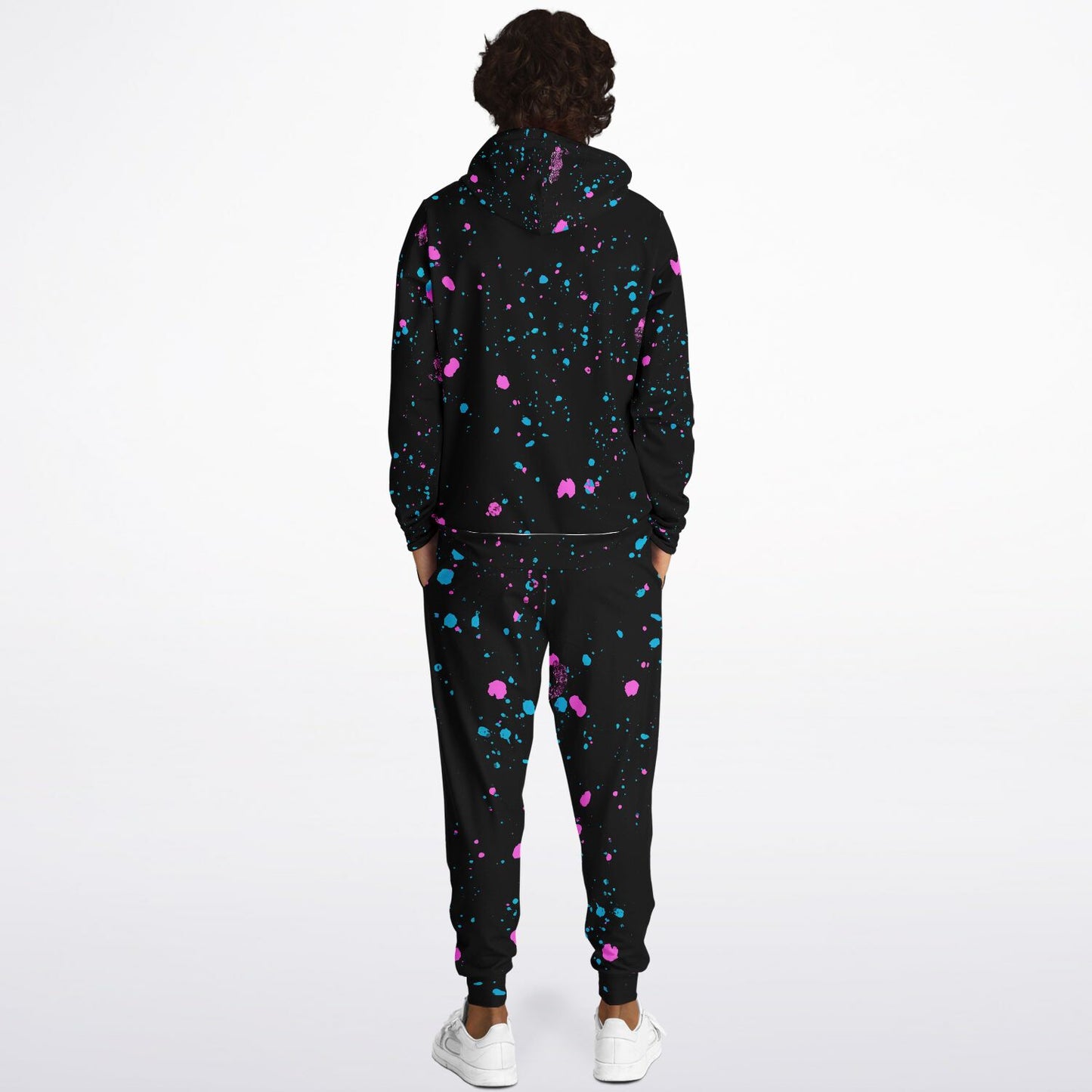 Dog Hoodie & Hoodie/Jogger Set - Neon Splash Paint Black