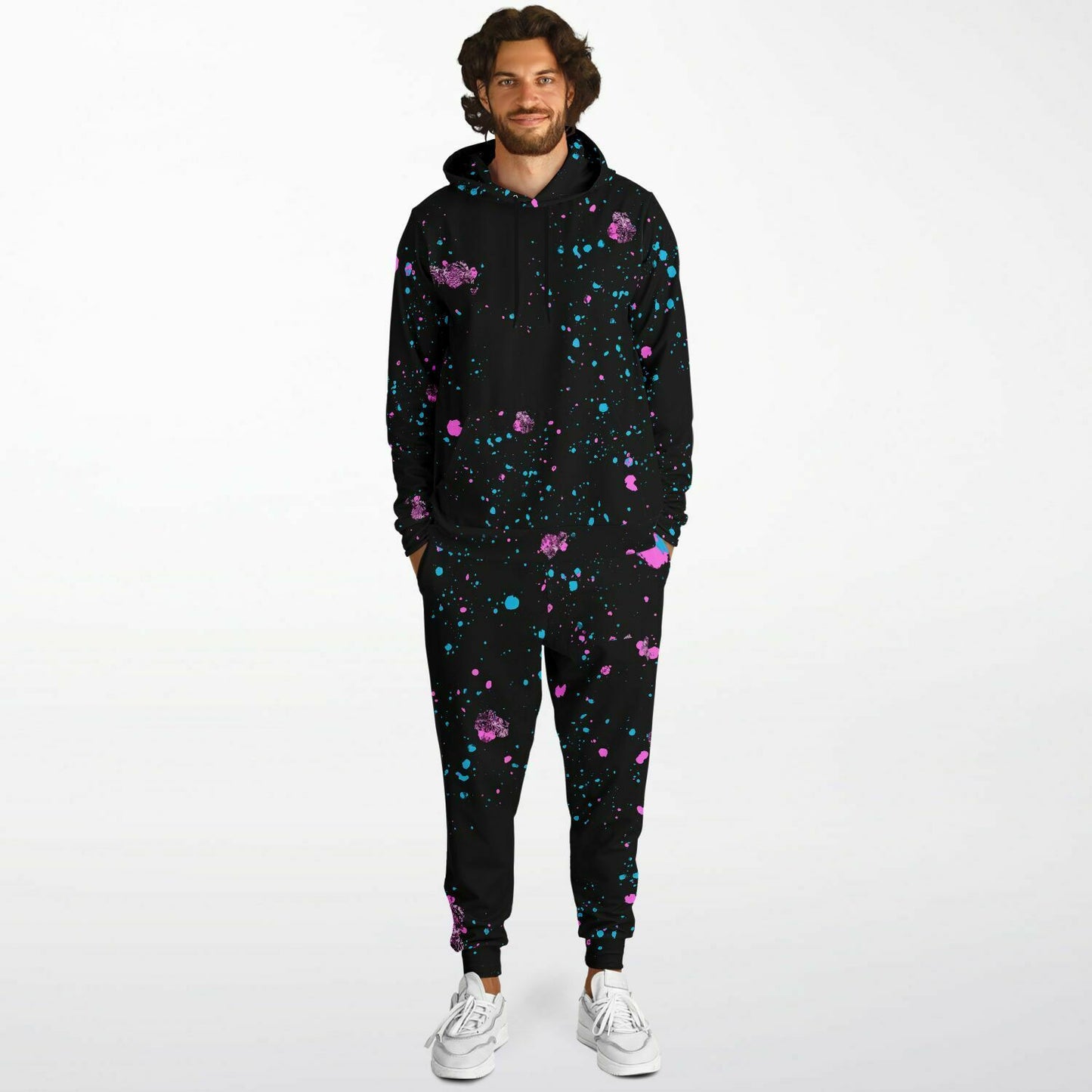 Dog Hoodie & Hoodie/Jogger Set - Neon Splash Paint Black