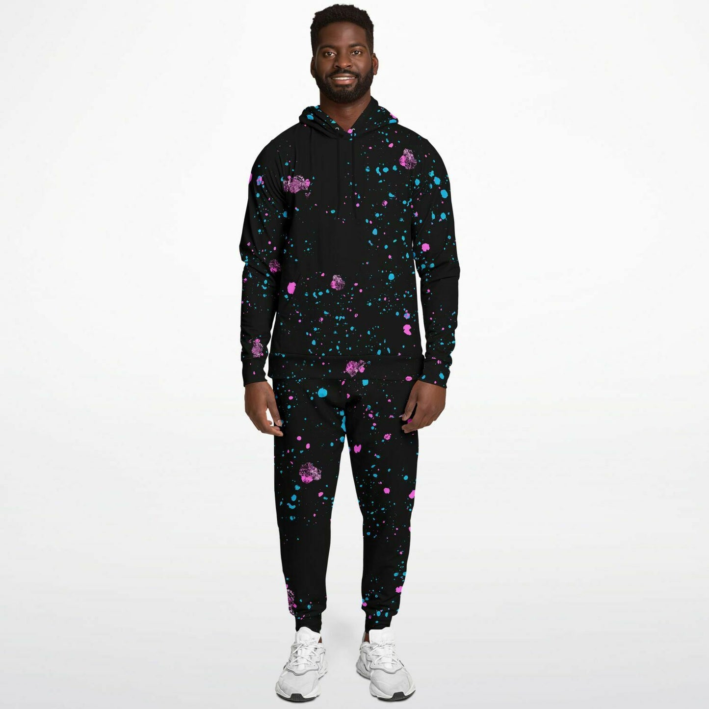 Dog Hoodie & Hoodie/Jogger Set - Neon Splash Paint Black