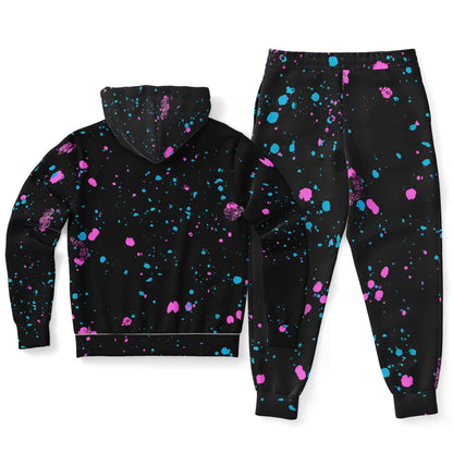 Dog Hoodie & Hoodie/Jogger Set - Neon Splash Paint Black