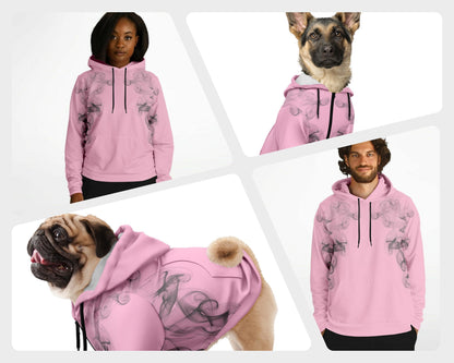 Dog Hoodie & Owner Hoodie Set - Persian Pink Smoke