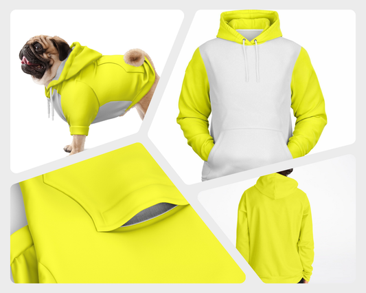 Dog Hoodie & Owner Hoodie Set - Ice&Yellow