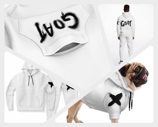 Dog Hoodie & Hoodie/Jogger Set - White Goat